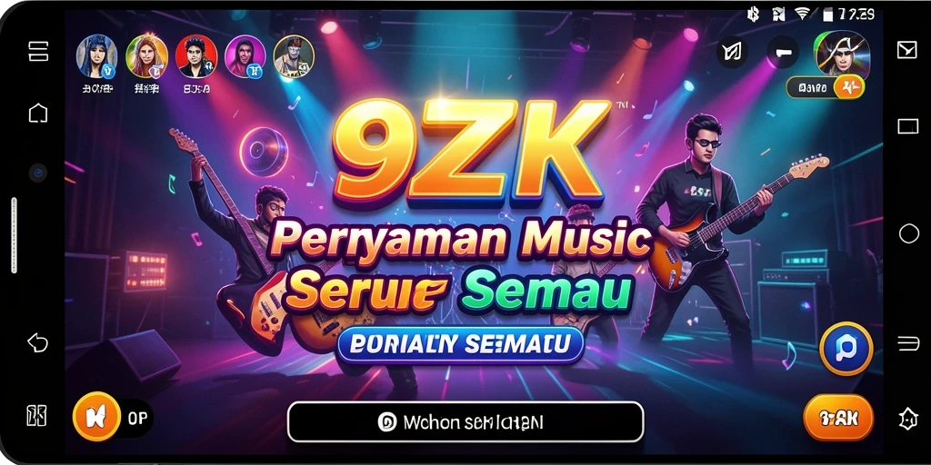 Screenshot 9ZK menampilkan pengalaman gameplay musik yang seru.
