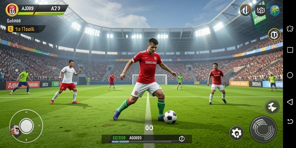 Tangkapan layar AJO89 menampilkan laga sepak bola yang mendebarkan dengan grafik realistis.
