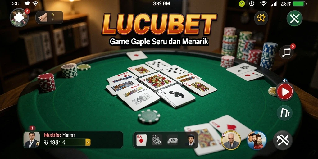 Tampilan gameplay LUCUBET dengan teman-teman di meja Gaple.