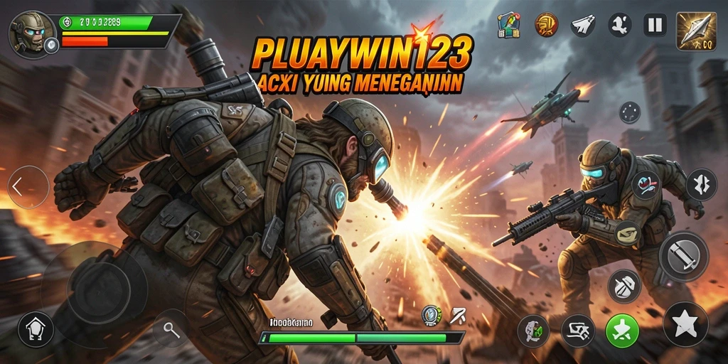 Tangkapan layar utama dari gameplay PLAYWIN123 yang penuh aksi.