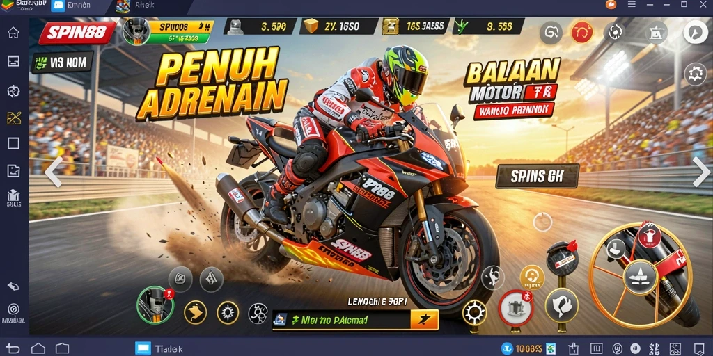 Tampilan menarik dari gameplay balapan motor di SPIN88.